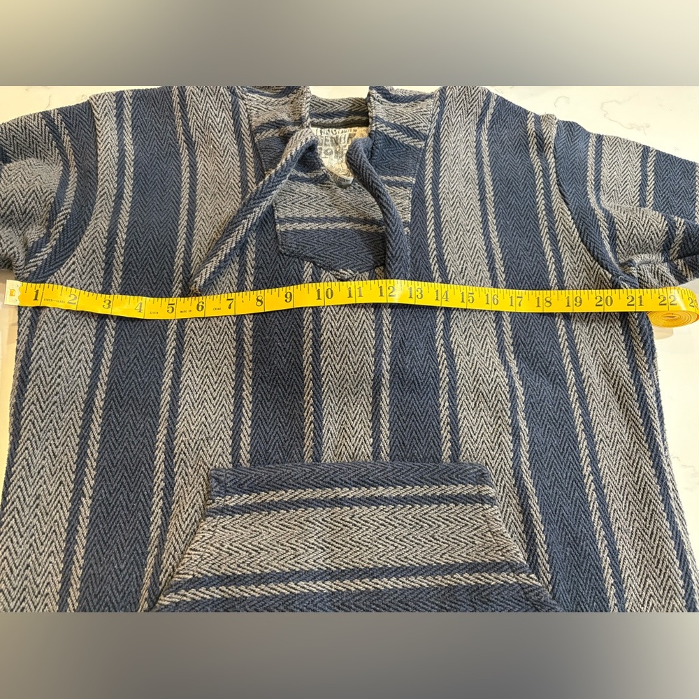 Striped Baja Hoodie in Blue and Grey. - Picture 6 of 8